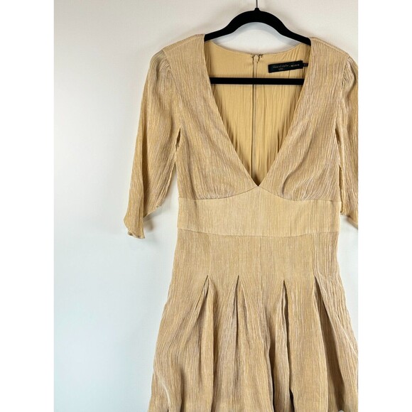 House Of Harlow Revolve Womens Romper Gold Talia Plunge Pleated Playsuit Small - Picture 5 of 8